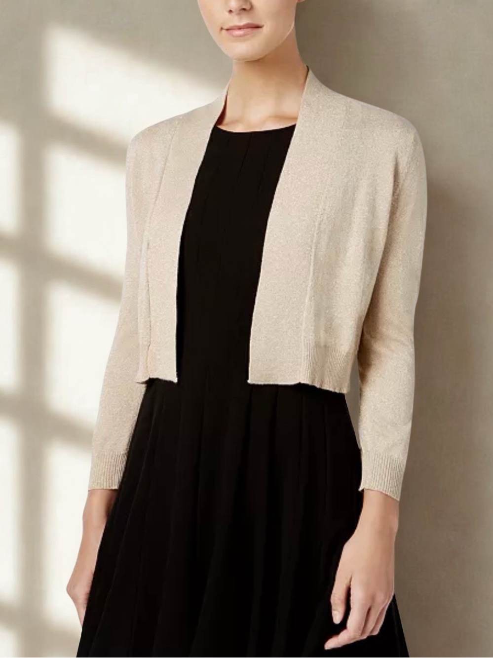 Calvin Klein Gold Shimmer Open Front Cardigan Sweater Size Small NWT